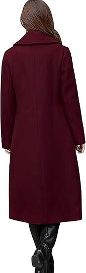 chouyatou Women's Big Notch Lapel Single Breasted Mid-Long Wool Blend Coat (XS)