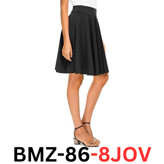 Urban CoCo Women Basic Versatile Stretchy Flared Casual Midi Skater Skirt, Blk S