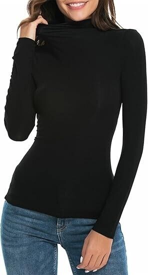 Womens Mock Turtleneck Long Sleeve Stretch Fitted Underscrubs Layer Tee Tops, S