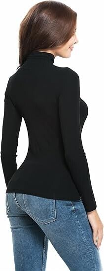 Womens Mock Turtleneck Long Sleeve Stretch Fitted Underscrubs Layer Tee Tops, S