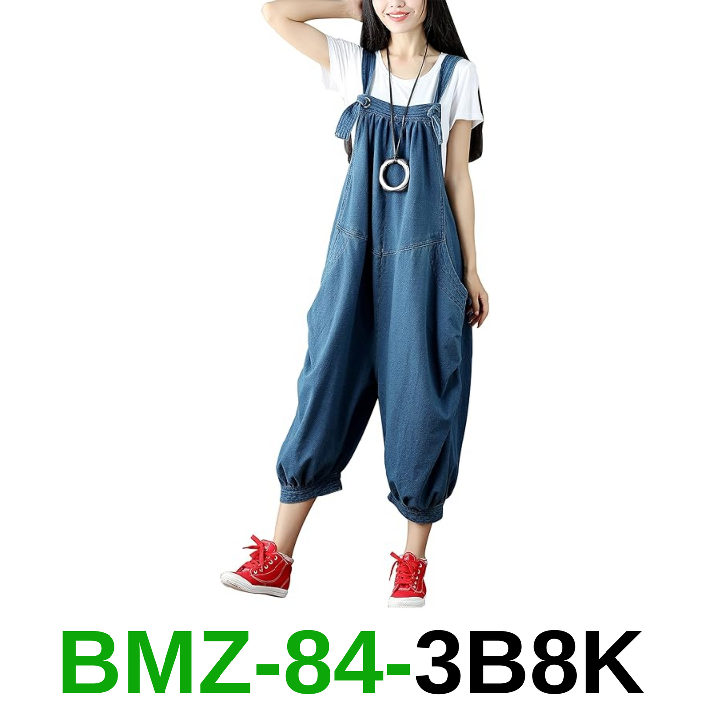 Yeokou Women's Loose Baggy Denim Wide Leg Jumpsuit Rompers Overalls, One Size