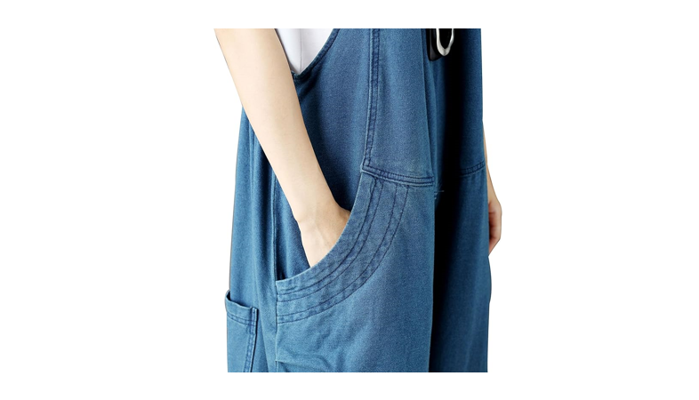 Yeokou Women's Loose Baggy Denim Wide Leg Jumpsuit Rompers Overalls, One Size