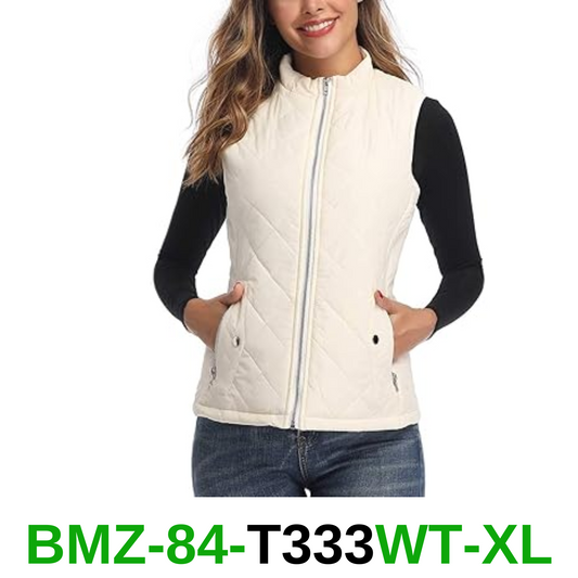 Art3d, Quilted Lightweight Jean Vest for Women White, XL