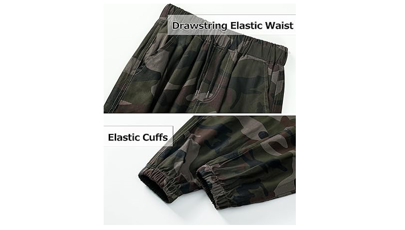 TLAENSON Boys Camo Cargo Pants for Youth Cargo Joggers Casual Camoflauge, 10-11Y