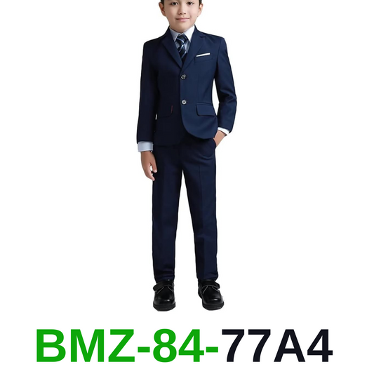 YuanLu Boys Colorful Formal Suits 5 Piece Slim Fit Dresswear Suit, Navy Blue, 7