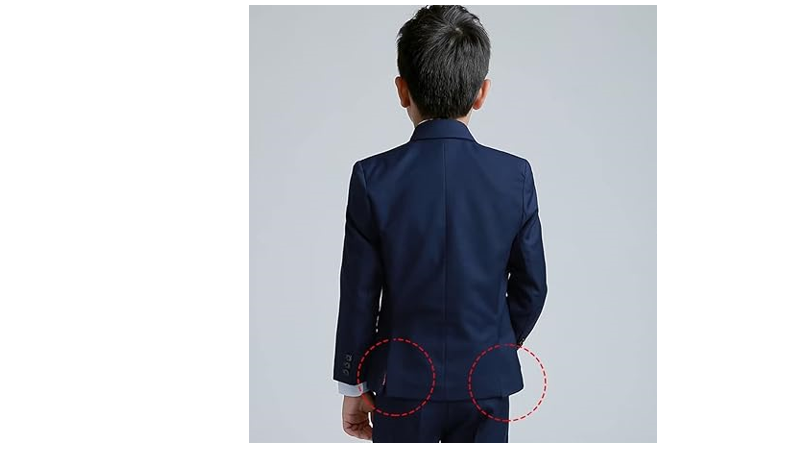 YuanLu Boys Colorful Formal Suits 5 Piece Slim Fit Dresswear Suit, Navy Blue, 7