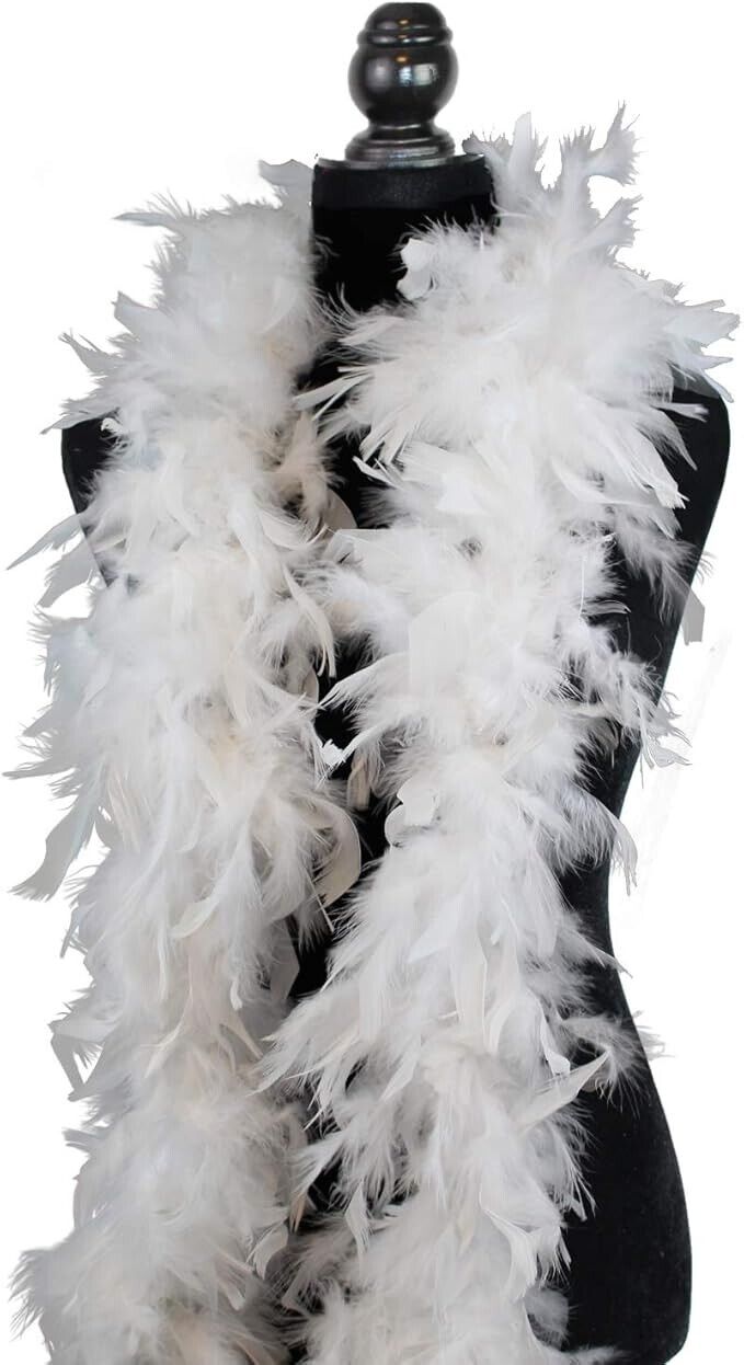 Ws&Wt 2 Yards 60 Grams Turkey Chandelle Feather Boa for Party - White