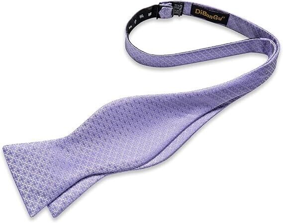 DiBanGu Men's Silk Lilac Bow Tie Set Formal Classic Self Tie Bowtie Set, Lilac