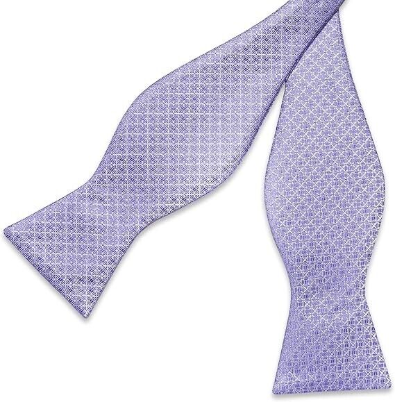 DiBanGu Men's Silk Lilac Bow Tie Set Formal Classic Self Tie Bowtie Set, Lilac