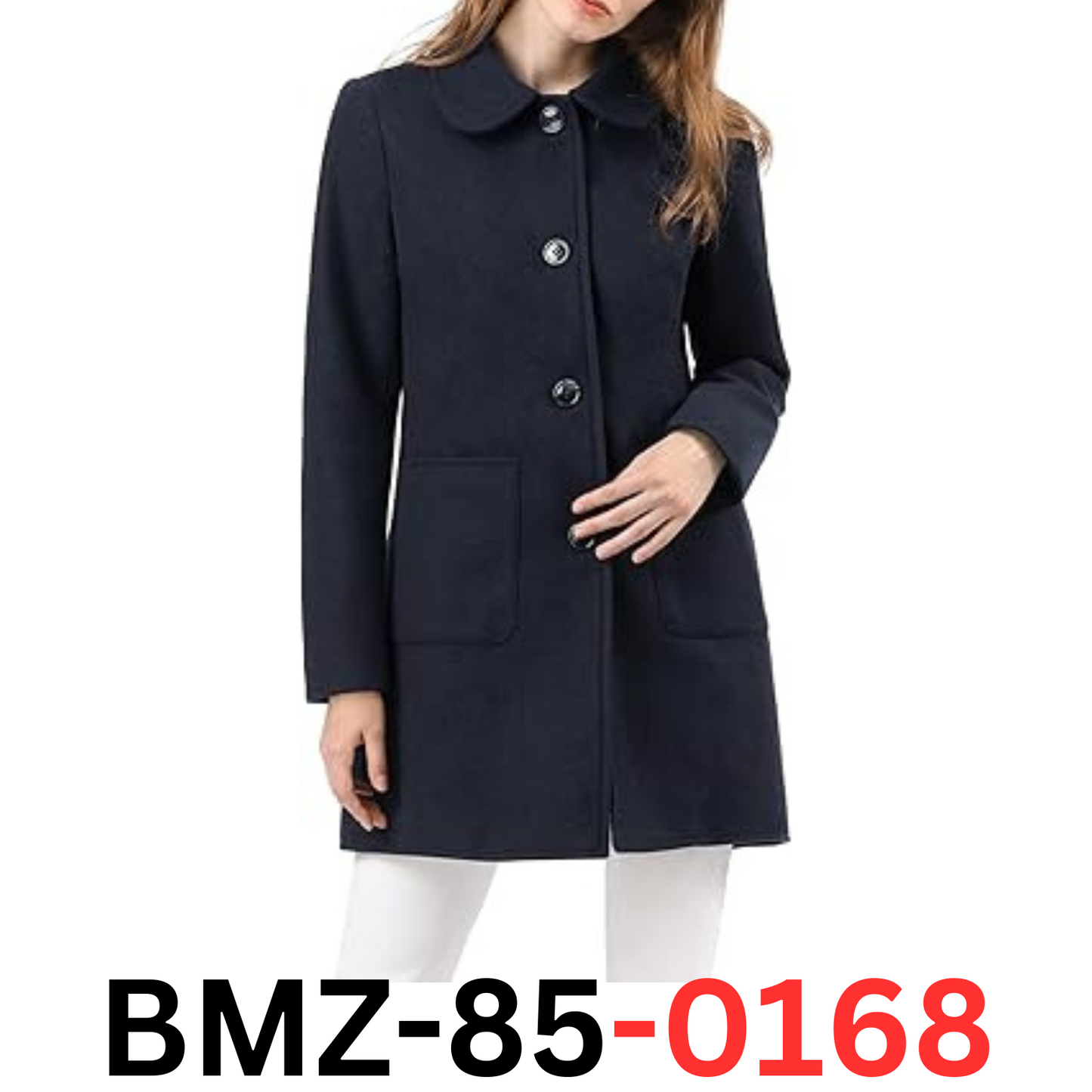 Allegra K Women's Winter Single Breasted Peter Pan Collar Outwear Trench Coat, L