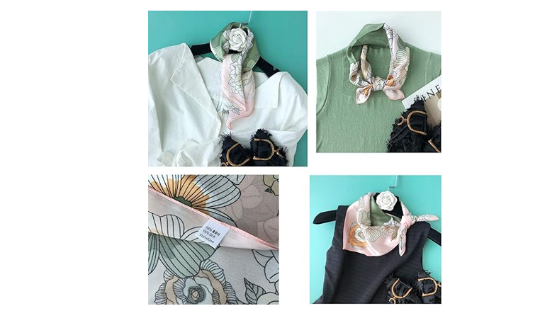 ANDANTINO 100% Pure Mulberry Silk Small Square Scarf -21'' x 21''- Breathable