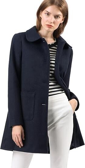 Allegra K Women's Winter Single Breasted Peter Pan Collar Outwear Trench Coat, L