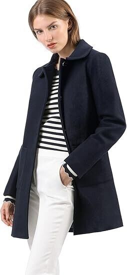 Allegra K Women's Winter Single Breasted Peter Pan Collar Outwear Trench Coat, L