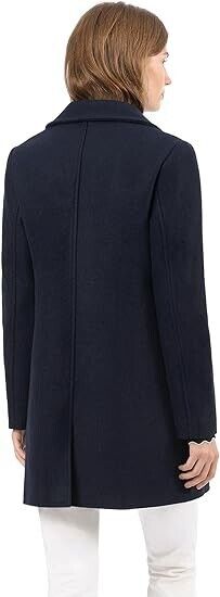 Allegra K Women's Winter Single Breasted Peter Pan Collar Outwear Trench Coat, L