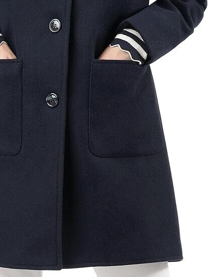 Allegra K Women's Winter Single Breasted Peter Pan Collar Outwear Trench Coat, L