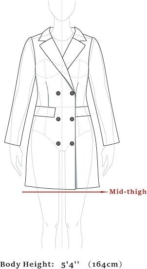 Allegra K Women's Winter Single Breasted Peter Pan Collar Outwear Trench Coat, L