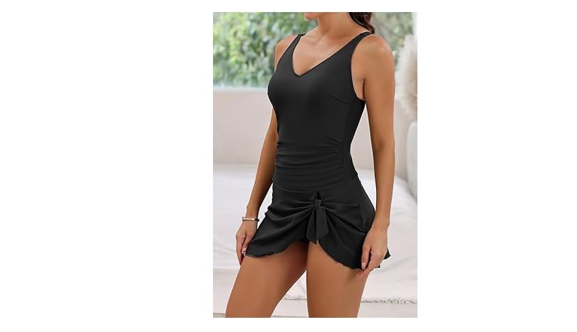 Aidonger One Piece Swim Dress Swimsuits for Women Tummy Control Swimdress, XL