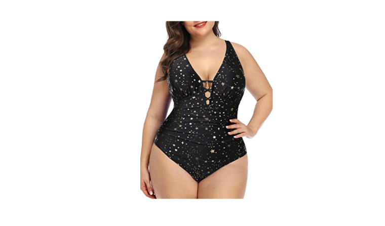 Adjustable Criss Cross Shoulder Straps Plus Size Slimming One Piece , 18W