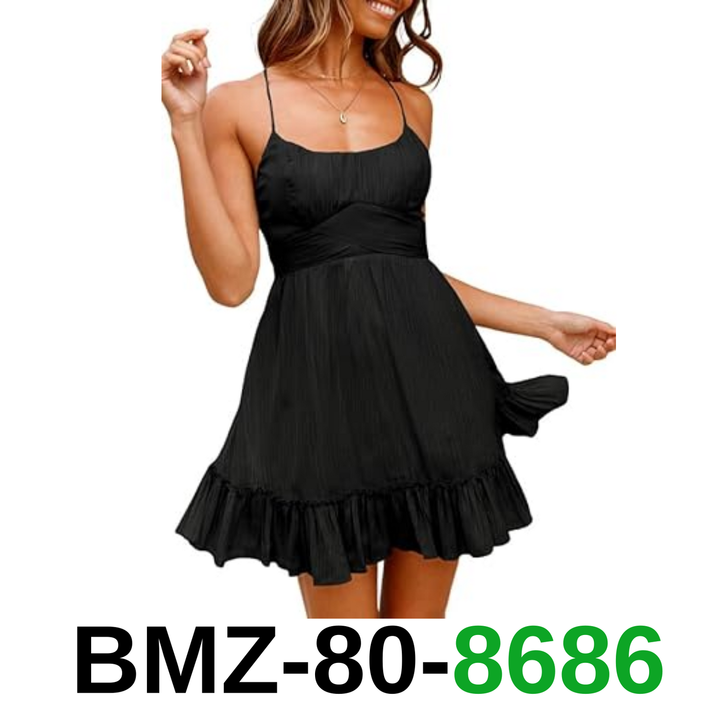 Dokotoo Spaghetti Strap Dresses for Women Backless Scoop Neck Bowknot, S
