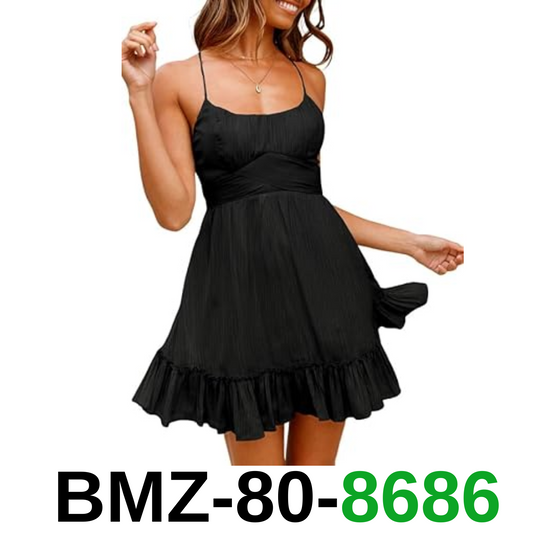 Dokotoo Spaghetti Strap Dresses for Women Backless Scoop Neck Bowknot, S
