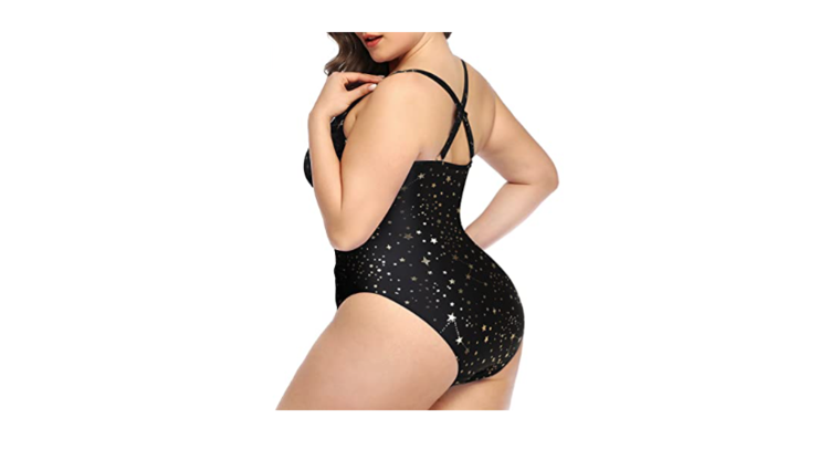 Adjustable Criss Cross Shoulder Straps Plus Size Slimming One Piece , 18W