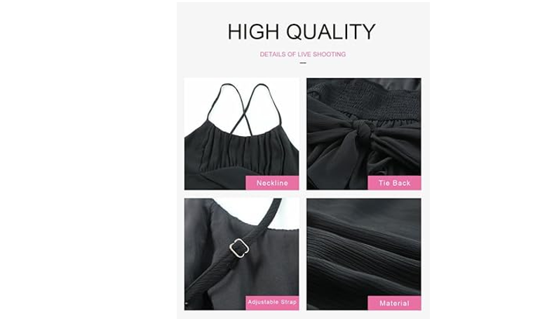 Dokotoo Spaghetti Strap Dresses for Women Backless Scoop Neck Bowknot, S