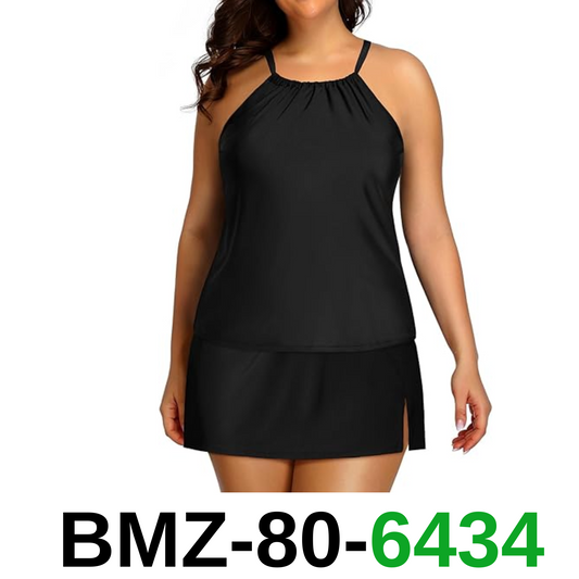 Yonique Women Two Piece Plus Size Tankini with Skirt Tummy Control, 16Plus
