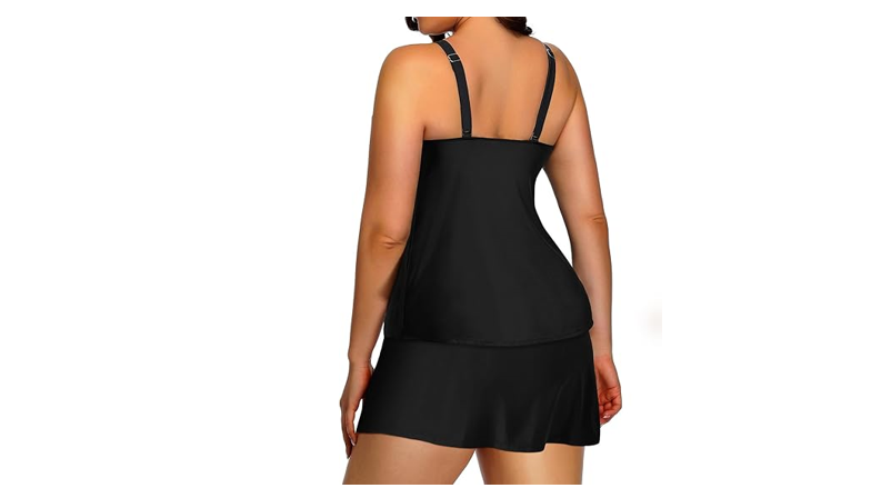 Yonique Women Two Piece Plus Size Tankini with Skirt Tummy Control, 16Plus