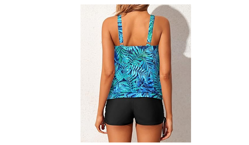 Yonique Blouson Tankini Swimsuits for Women Two Piece Bathing Suits Tops, M