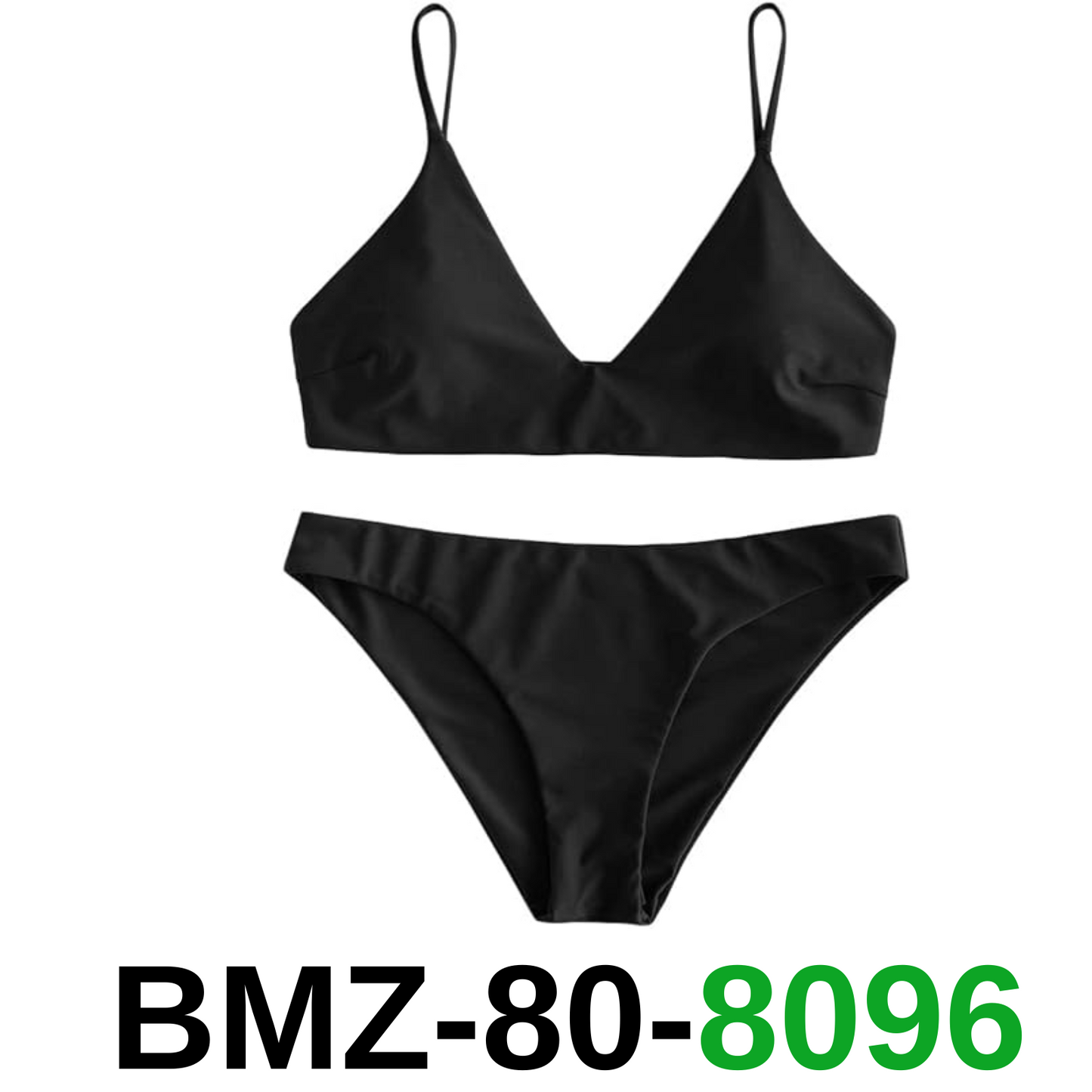 ZAFUL Women's Solid Spaghetti Strap Bralette Bikini Set Two Piece Swimsuit, M