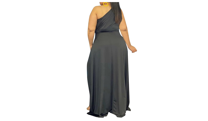 Ekaliy Women's Plus Size One Shoulder Dress Sexy High Low Irregular Hem, 3XL