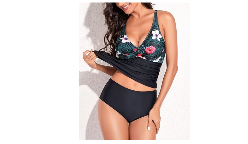 Yonique Tankini Swimsuits for Women Tummy Control Bathing Suits Two Piece, L