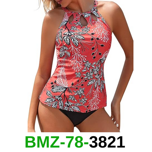 Yonique Two Piece High Neck Tankini Swimsuits for Women Tummy Control Bathing,XL