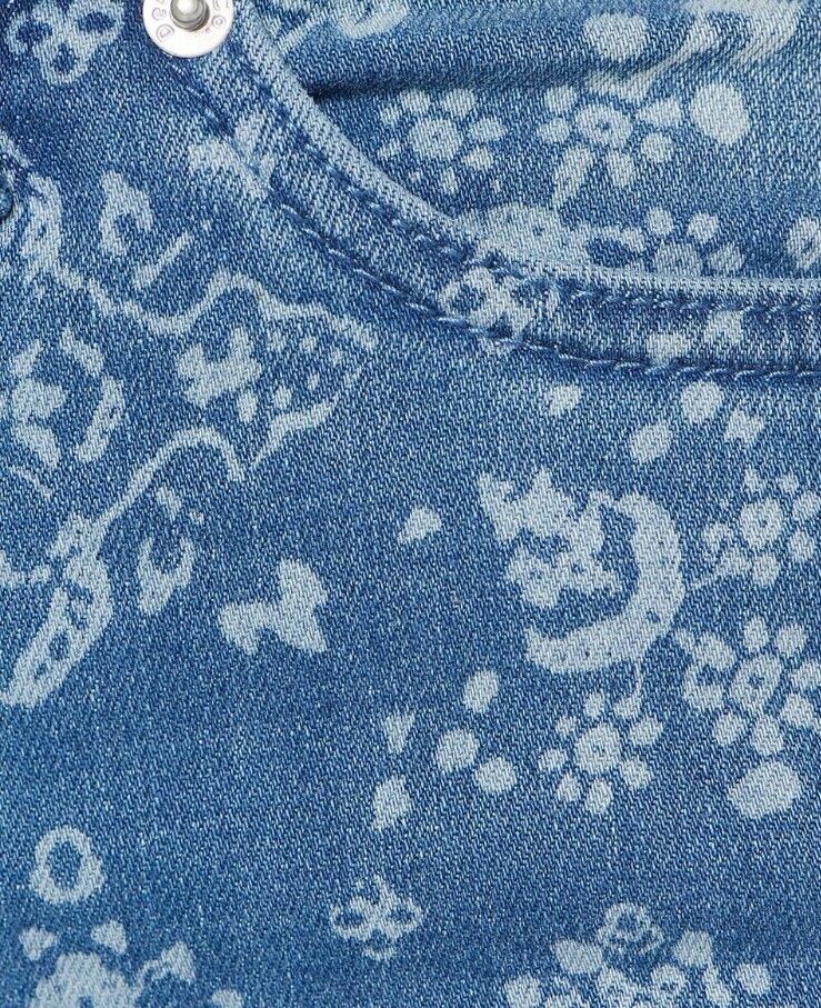 Denim & Co. Women Light Wash Bandana Easy Stretch Slim Straight-Leg Jeans 12P