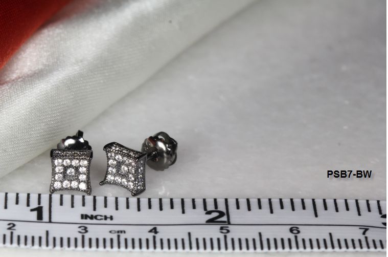 BLACK RHODIUM PLATED STERLING SILVER 925 29 WHITE CZS EACH 5MMX5MM STUD EARRINGS