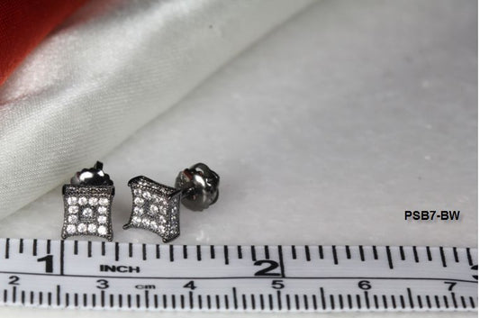 BLACK RHODIUM PLATED STERLING SILVER 925 29 WHITE CZS EACH 5MMX5MM STUD EARRINGS