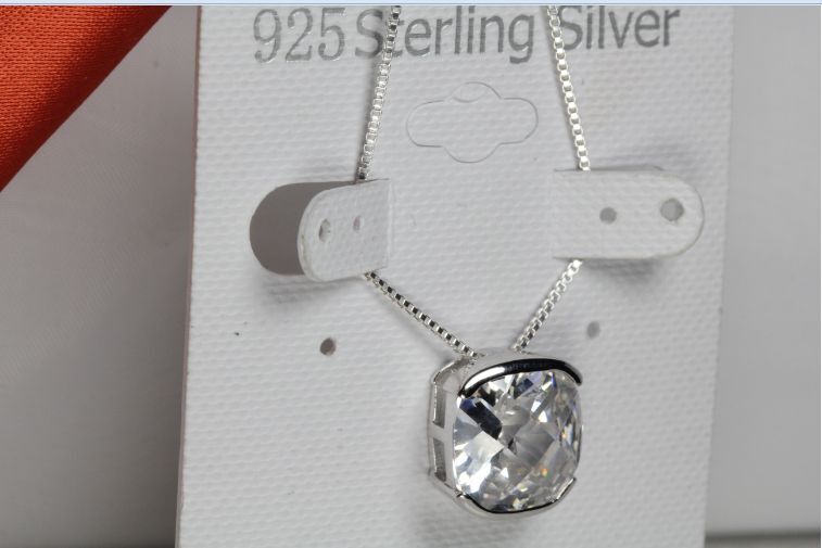 BRILLIANT MULTIFACETED CUT CLEAR CZ PENDANT W CHAIN 925 STERLING SILVER