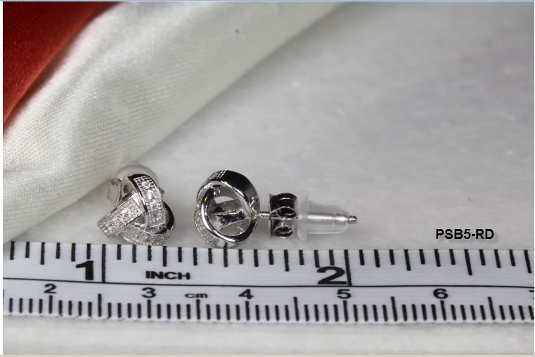WHITE RHODIUM PLATED 10MM STERLING SILVER 925 CZ BRAND NEW KNOT STUD EARRINGS