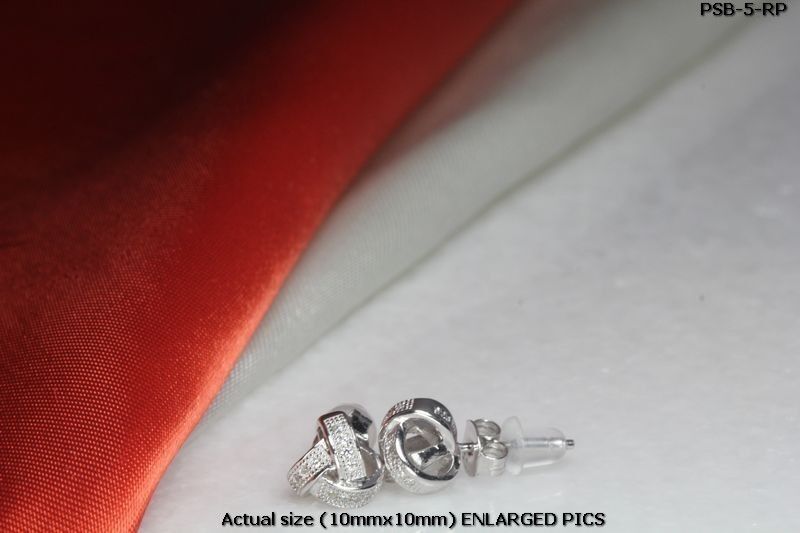 WHITE RHODIUM PLATED 10MM STERLING SILVER 925 CZ BRAND NEW KNOT STUD EARRINGS
