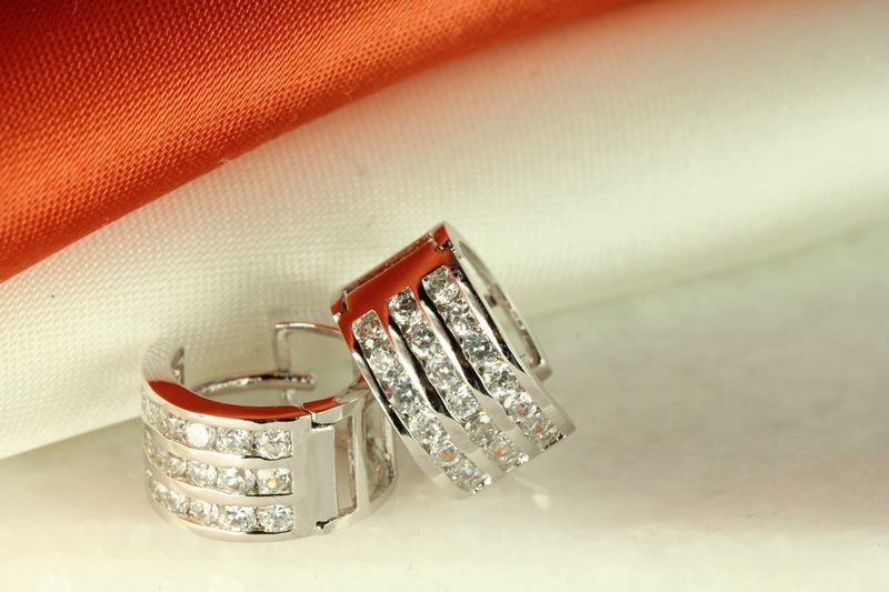 925 STERLING SILVER ROUND 3 ROW CZ  HUGGIE HUGGY HOOP CZ EARRINGS ~10MM~MH25CLR~