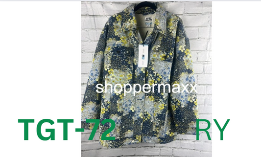 Women's Denim Floral Print Faux Shearling Jacket-Future Collective with Reese, M