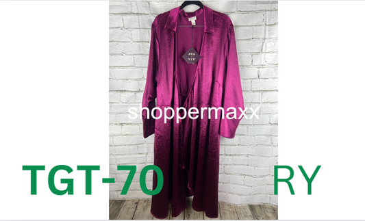 Women's Long Sleeve Satin Midi Wrap Dress - Ava & Viv, Purple, 2X