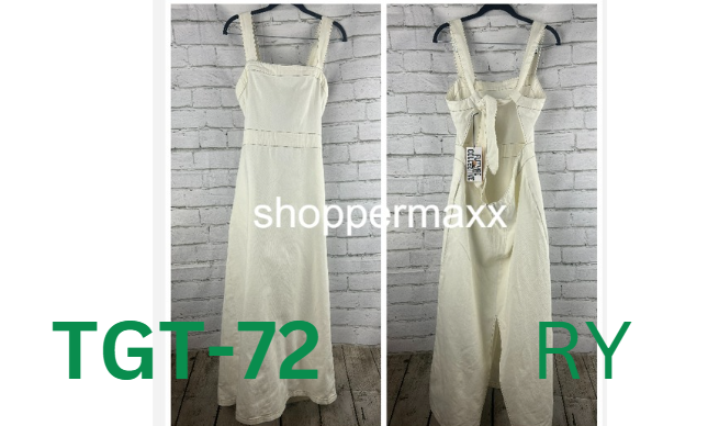 Women's Sleeveless Tie-Back Ecru Denim Midi Dress - Cream, 14