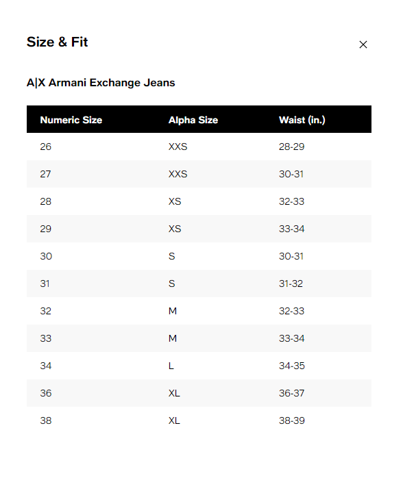 A|X ARMANI EXCHANGE Men's 5 Pocket Skinny Denim Jeans Black 31wx32l