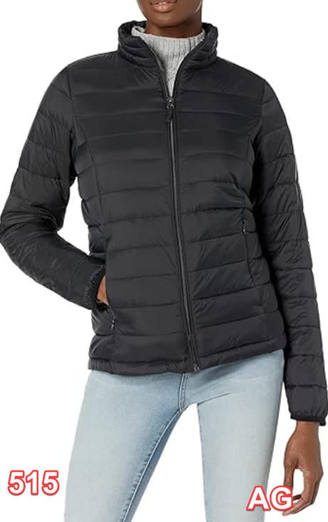 Essentials Women's Long-Sleeve Water-Resistant Puffer Jacket ,  Black, XLarge