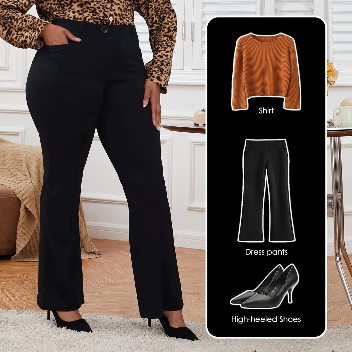 DGD Wrinkle-Free Stretch Dress Pants, Plus Size for Women ,Pull-on Pant, PLUS XL
