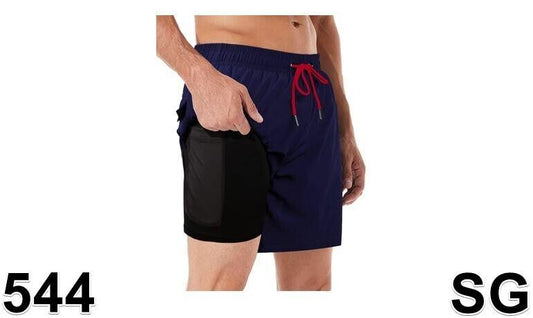 BOCACUE Mens Swimming Trunks with Compression Liner 2 in 1 Quick Dry Beach Short