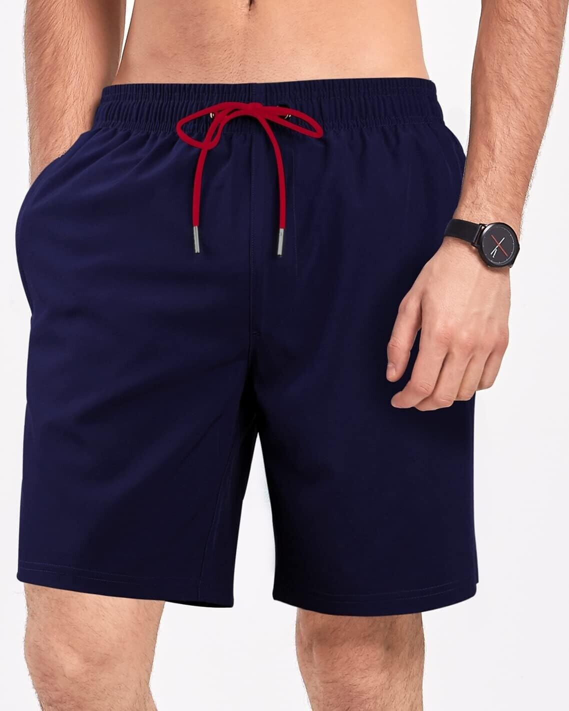 BOCACUE Mens Swimming Trunks with Compression Liner 2 in 1 Quick Dry Beach Short