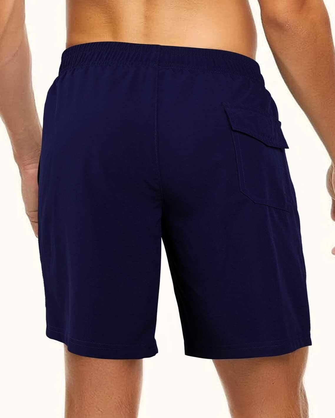 BOCACUE Mens Swimming Trunks with Compression Liner 2 in 1 Quick Dry Beach Short