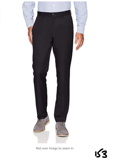 Essentials Men's Slim-Fit Flat-Front Dress Pants, Black, 30W x 30L